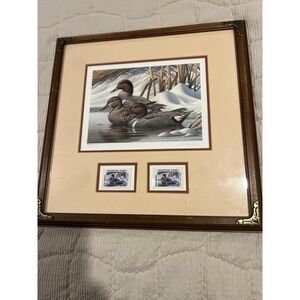 1988 New Jersey Waterfowl Stamp Print Signed Framed Numbered by Rob Leslie #3380